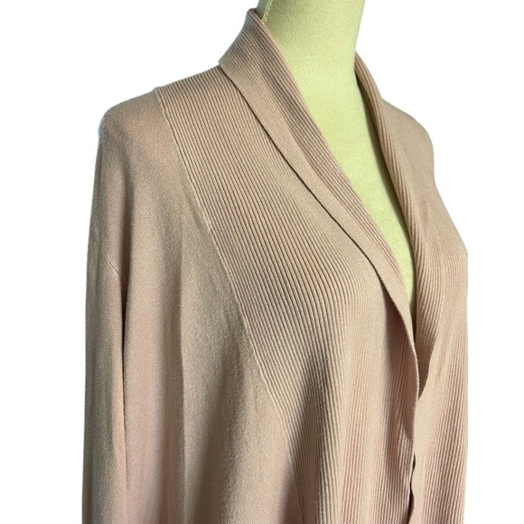 Lane Bryant Womens 18/20 Mauve Open Front Long Cardigan Ribbed Knit Sweater - Picture 3 of 9